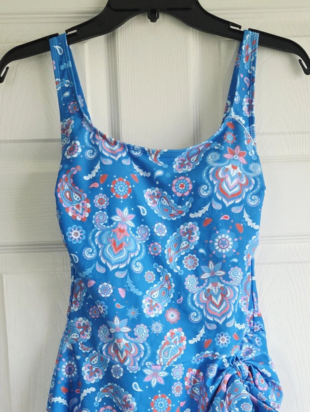 New!!! Eomenie ✨️ Blue Paisley One-Piece Women's Swimdress with Side Tie Size S